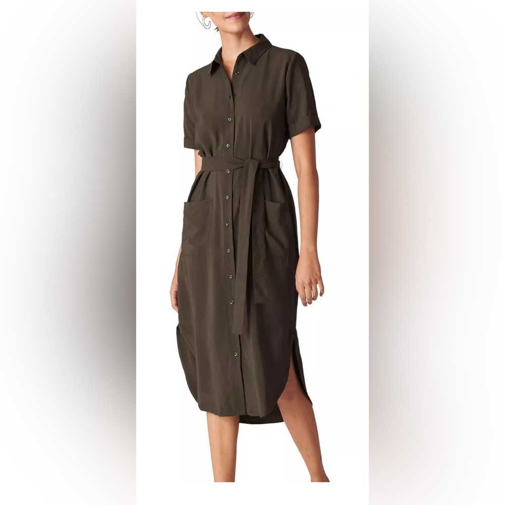 Whistles Longline Shirt Dress, Khaki  usa 12
